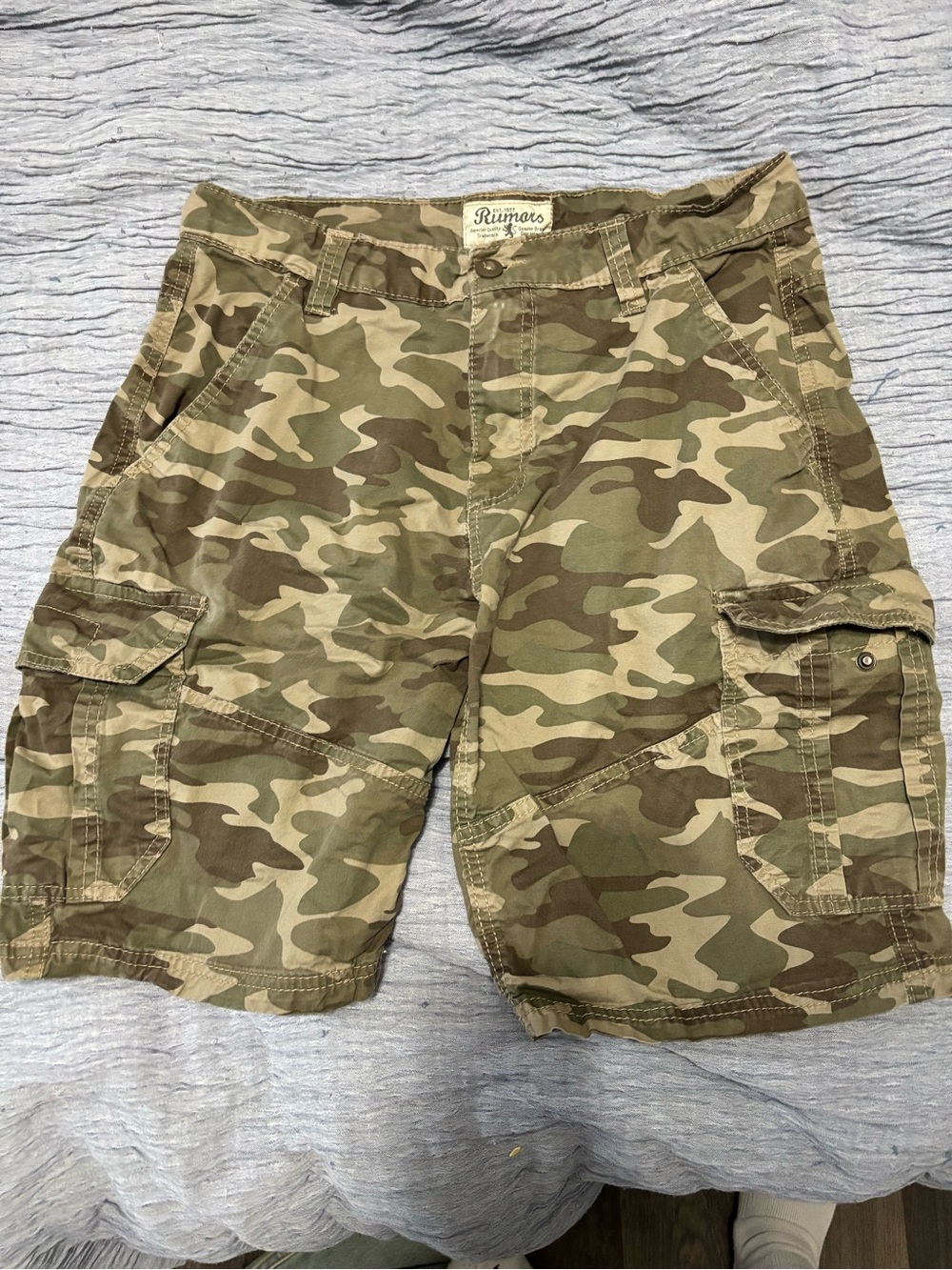 Rugged Camo Cargo Shorts - Olive Camouflage